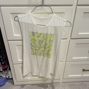 lululemon athletica White and Neon Green Muscle Tee